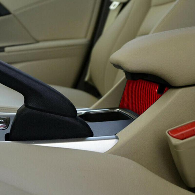 Red Carbon Fiber Car Central Armrest Lower Panel Cover Trim Fit For Honda Accord 2013 2014 2015 2016 2017 Left Hand Drive
