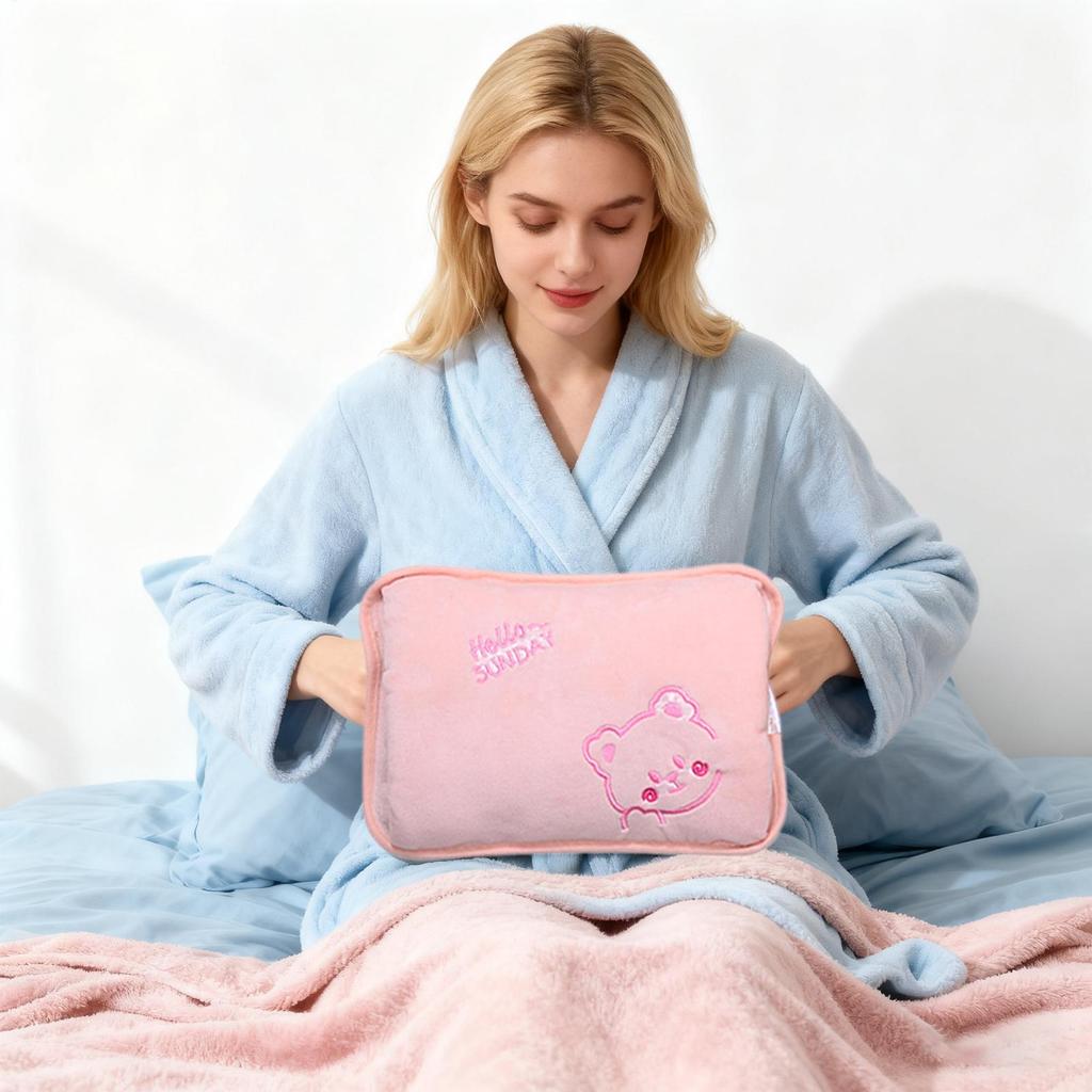 Rechargeable Hot Water Bag Leak-Proof Hand Warmer Hot Water Bottle with Soft Cover for Period Cramps Muscles Neck Legs Waist