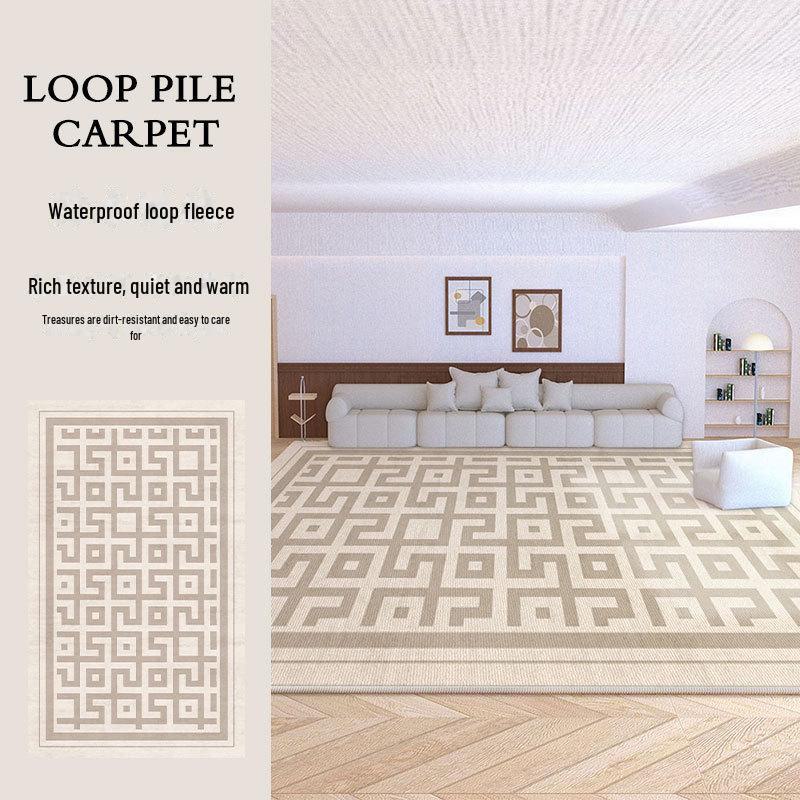 High-Grade Cream Loop Velvet Carpet: Non-Slip Living Room, Bedroom, Sofa, Coffee Table Mat