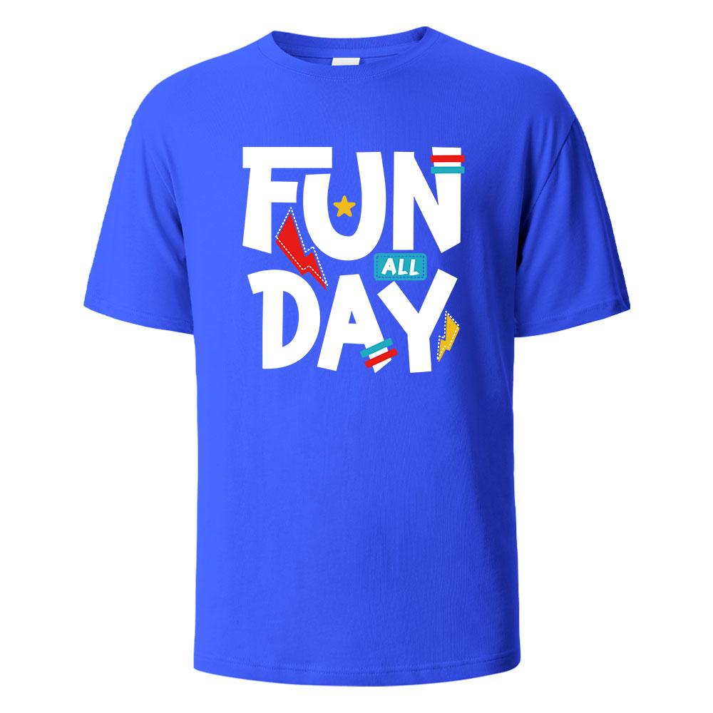 Summer men's fun printed 100% pure cotton comfortable, breathable, sweat absorbing round neck short sleeved T-shirt