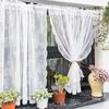 Lace Curtain Swaying Beige Sheer Curtains for Kitchen Living Room Bedroom Window Treatment Short Vintage Floral Embroidery 1 PC