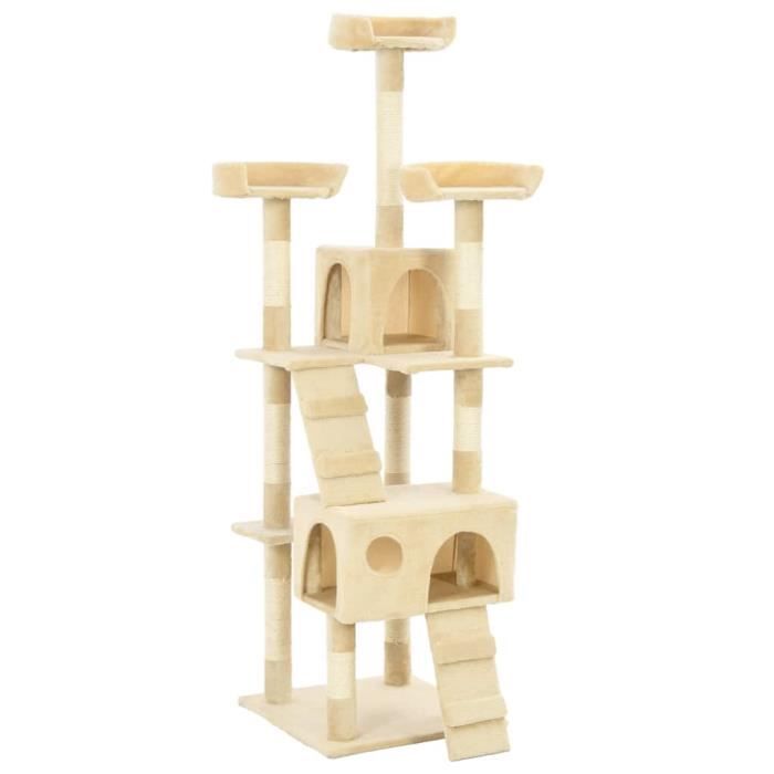 VidaXL Arbre à chat avec griffoirs en sisal 170 cm Beige