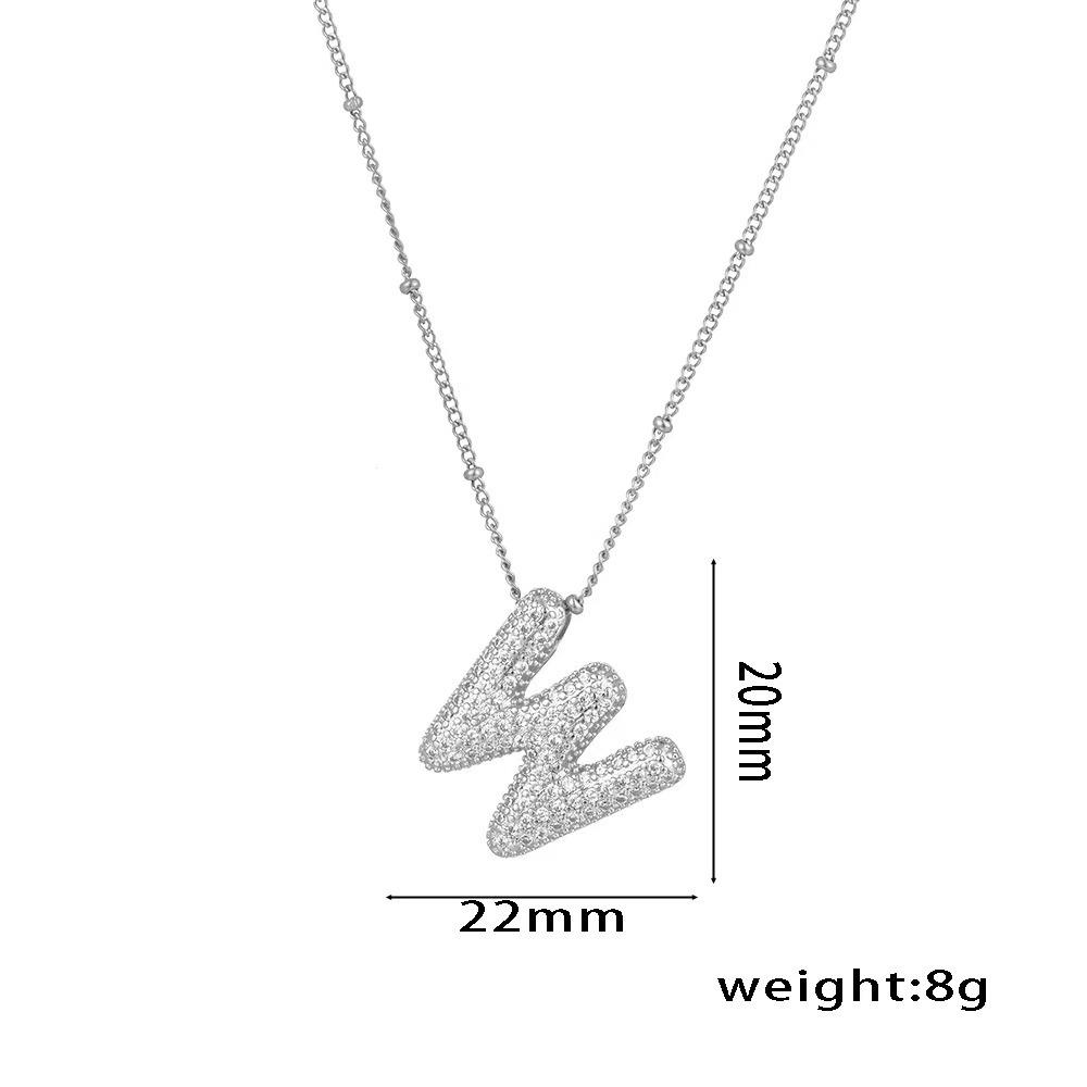 18K Gold-Plated Copper Necklace with Micro-Inlaid Zirconia & 26 Letter Pendant - Classic and Versatile European-American Jewelry