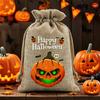 12 Pcs Halloween Treat Bags Burlap Gift Bags Mini Drawstring Candy Bags Pumpkin Pattern Goodie Bags for Halloween Party Favors