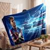 Coperta in pile personalizzata Lamine Yamal con logo del calcio, testo con nome personalizzato, morbida, calda, coperta da divano per la casa