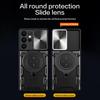 For Samsung Galaxy S21 Ultra 5G Rotatable Kickstand PC+TPU Phone Case Slide Camera Lid Shockproof Cover