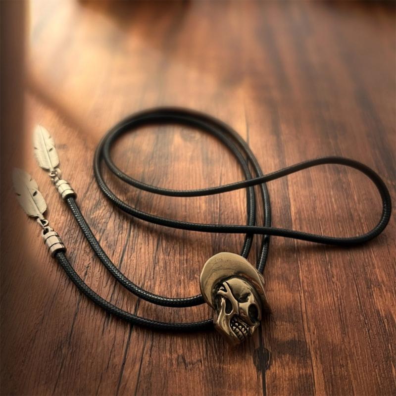 Bolo Tie for Male Skull Bolo Tie Necktie Collar Pendant Western Necklace for Teens Cowboy Rodeos Neckwear