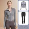 Women's Long Sleeve Sports Yoga Jacket - Stand Collar Cardigan for Running, Fitness, and Pilates