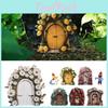 Fairy Door Wooden Figurine With Rustic Style For Garden And Indoor Decor