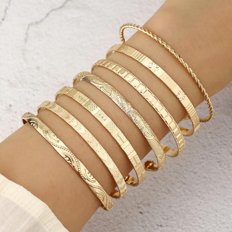 Jewelry, Rhombus Twist Glossy Bracelet Set, Irregular Punk Bracelet Set