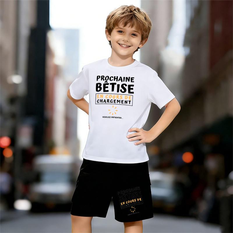 

Boys 2 Piece Modern and Childlike Themed Printed Outfit, Short Sleeve T-Shirt and Shorts Set for Kids Age 5-14,White Sporty Casual Summer Clothes 13-14 Years білий