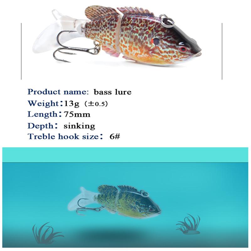 FTK 1 Piece 7.5CM-13G 2 Sections Multi-section Small Fishing Bait Swimming Bait Barracuda Bait