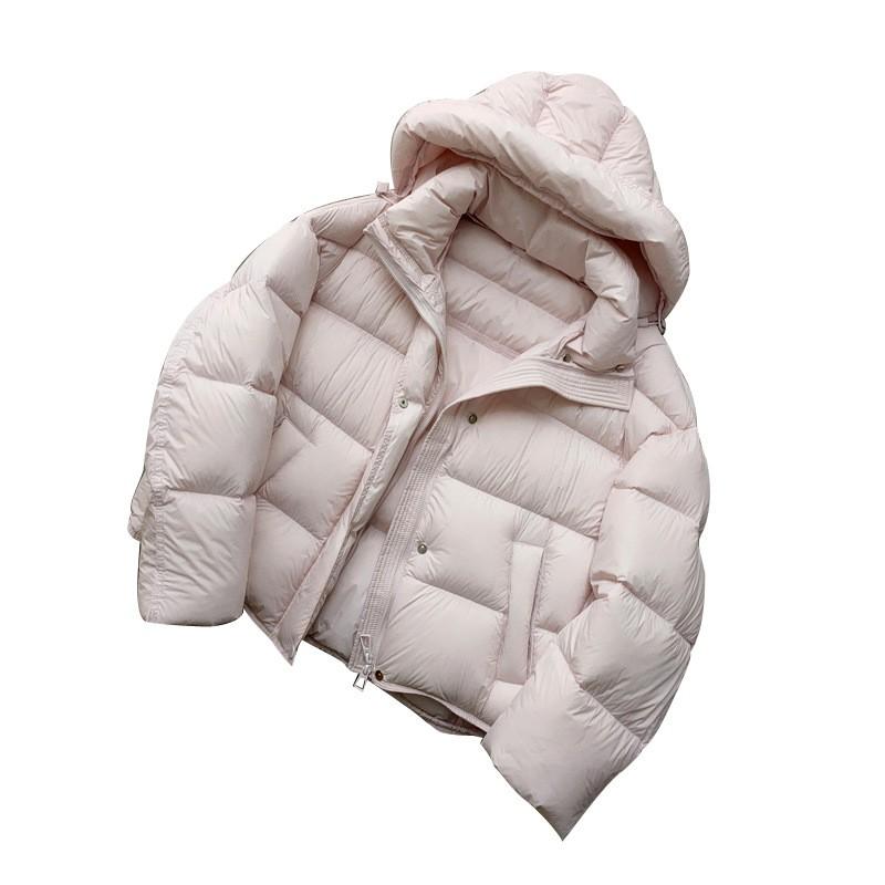 Womens Short Puffer Jacket With Hood Warm Thick Duck Down Coat Oversized Casual Winter Outerwear