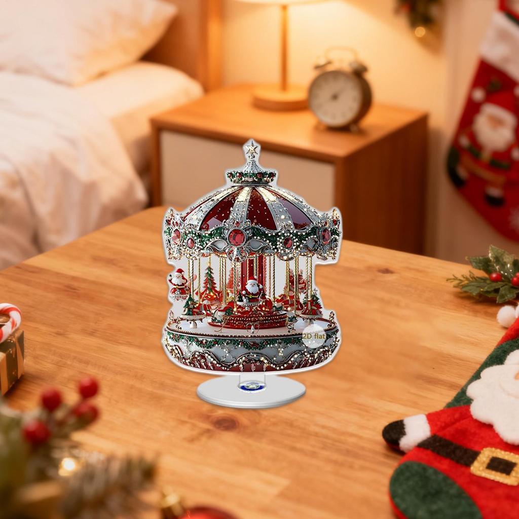 Christmas Go Round Decoration Traditional 2D Festive Christmas Acrylic Decoration Merry Go Round Horse Ornament For Window