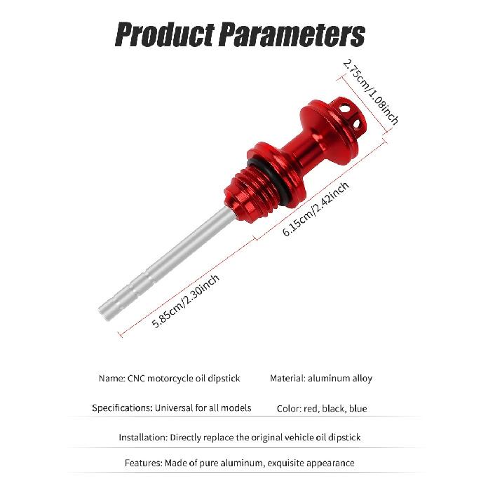 1pc Motorcycle Scooter Engine Red Blue Black Gold Silver Aluminum Oil Dipstick Filler Cap Plug Engine Crankcase Oil Level Gauge