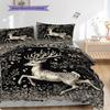 Deer Pattern Bedding Quilt Set Quilt Cover Pillowcase Home Decoration Birthday Gift (1 * Duvet Cover + 2 * Pillowcase, Without Core)