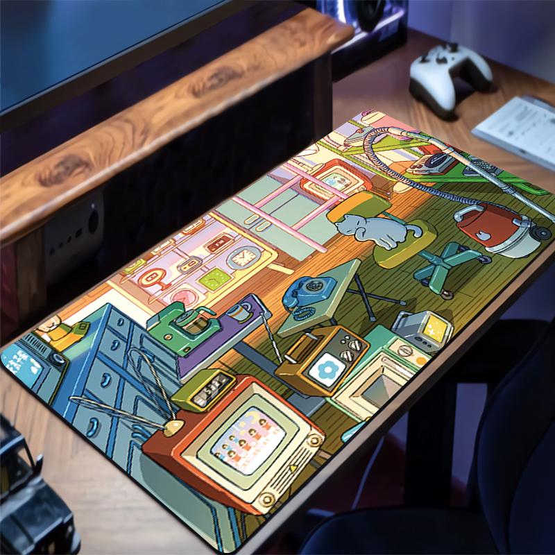 Anime Mauspads Computer Gamer Verriegelte Kante Erweitertes Desktop-Mauspad Kawaii Cartoon Stadt Tastatur-Mauspad Natürlicher Gummi Teppich