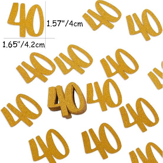 Gold Glitter 40th Birthday Confetti - Forty Birthday Confetti Paper Scatter Party Table Decor, Happy 40th Anniversary Party Decor (Gold Glitter 40th