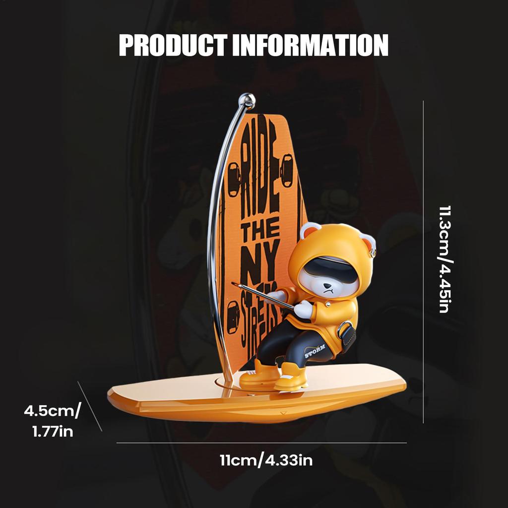 Car Figures For Dashboard Funny Surfing Bear Swinging Statue Animal Decor Car Dashboard Accessories For Truck Vehicle Sedan SUV