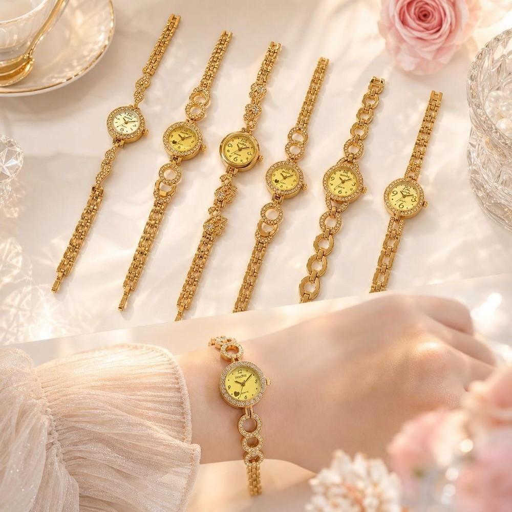 Small Dial Women Watch Round Bracelet Ladies Wristwatch Luxury Diamond Inlaid Watch Daily Use