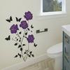 Hand Painted Purple Floral Butterfly Wall Sticker Self-Adhesive Removable for Living Room Study Background Home Decor