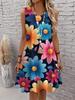 Lässiges Damen Tanktop-Kleid Sommer Ärmellos O-Ausschnitt 3D-Druck Locker A-Linien-Kleid Strand-Westenkleid