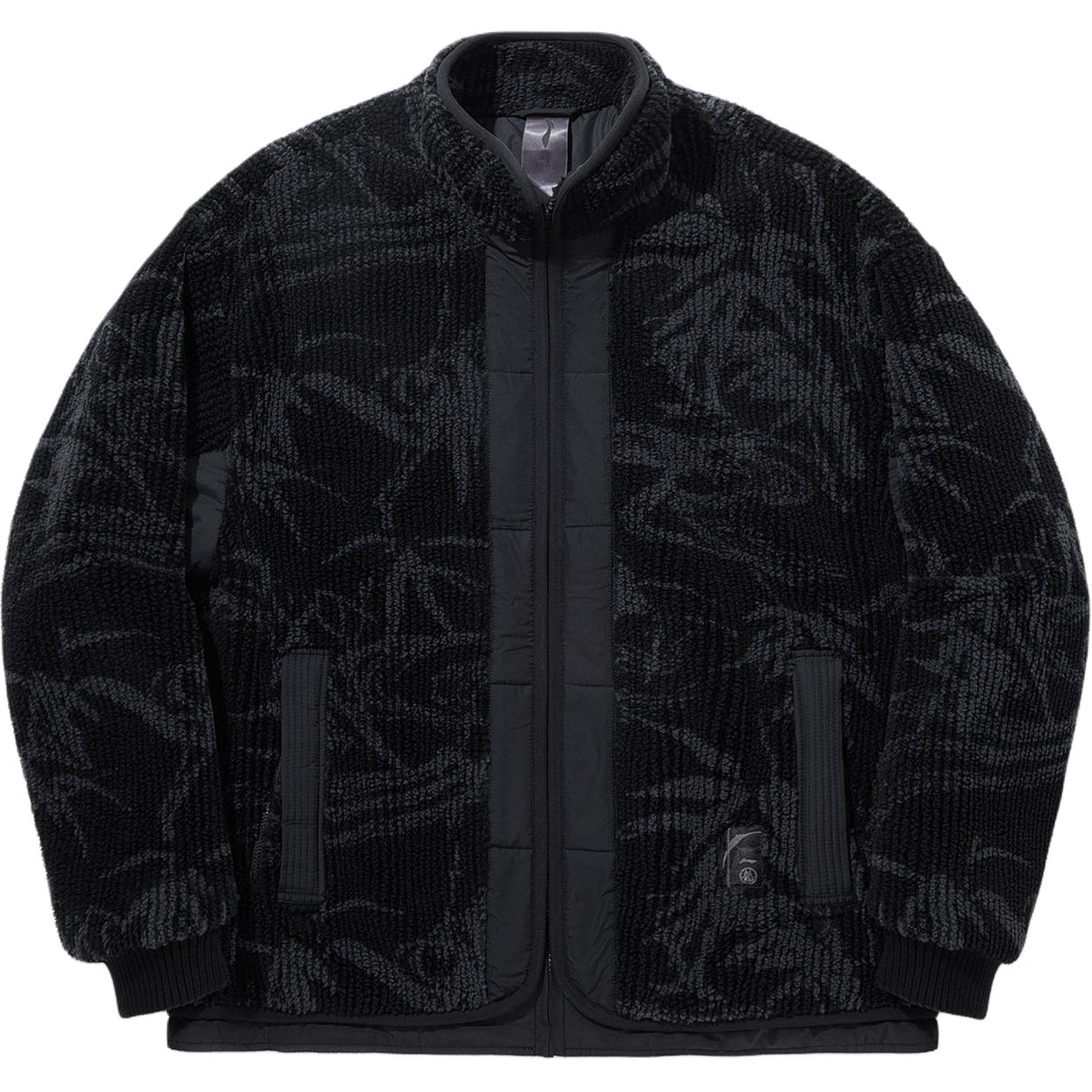 

Сотрудничество Li Ning X Джеки Чан Серия Кунг-фу Принт по всей поверхности Свободный крой Воротник-стойка Вязаная хлопковая куртка на молнии Мужские куртки Черный AFMU027-2 S