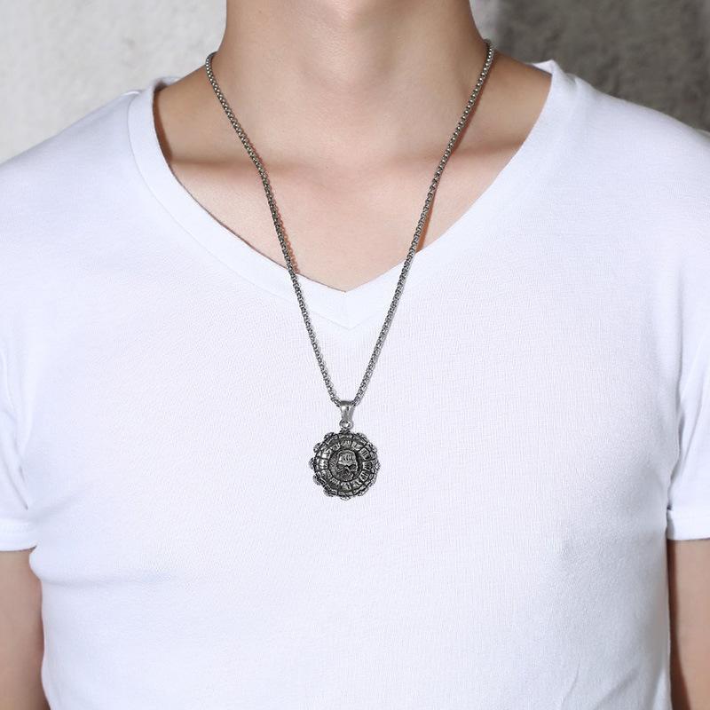 Korean Stainless Titanium Steel Men'S Necklace Pendant Personalized Tag Student Trendy Male Skull Jewelry