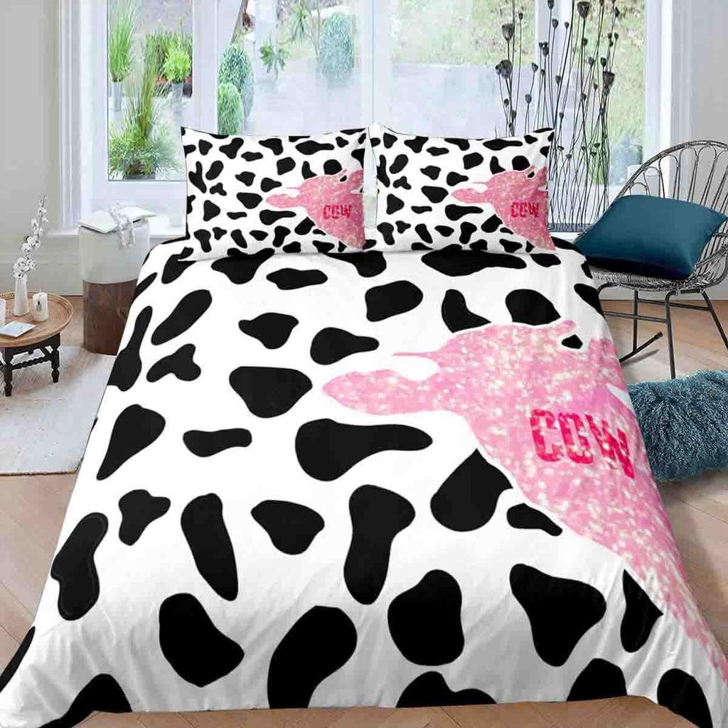 Cowhide King Queen Duvet Cover Patchwork Cow Fur Print Bedding Set Animal Quilt Cover Western Cowboy Polyester Comforter Cover