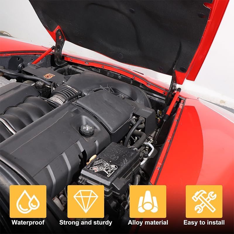 for Corvette C6 Front Hood Lift Support Shocks Set of 2 Hood Struts Rod for Corvette C6 Z06 ZR1 2005-2013 Front Engine Hood Struts Shocks Lift