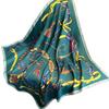 Women' Scarf 90X90 "Emerald Glow" - Green Scarf with Harness Motif Made of Imitation Silk