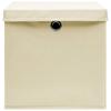 VidaXL Storage Boxes with Lids 4 Pcs Cream 32x32x32 Cm Fabric
