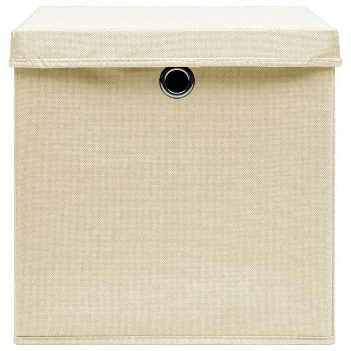 VidaXL Storage Boxes with Lids 4 Pcs Cream 32x32x32 Cm Fabric