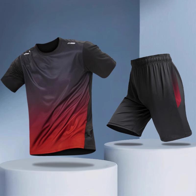 

Мужской быстросохнущий летний спортивный костюм: Футболка и шорты из ледяного шелка для баскетбола, футбола, бега, тренировок L