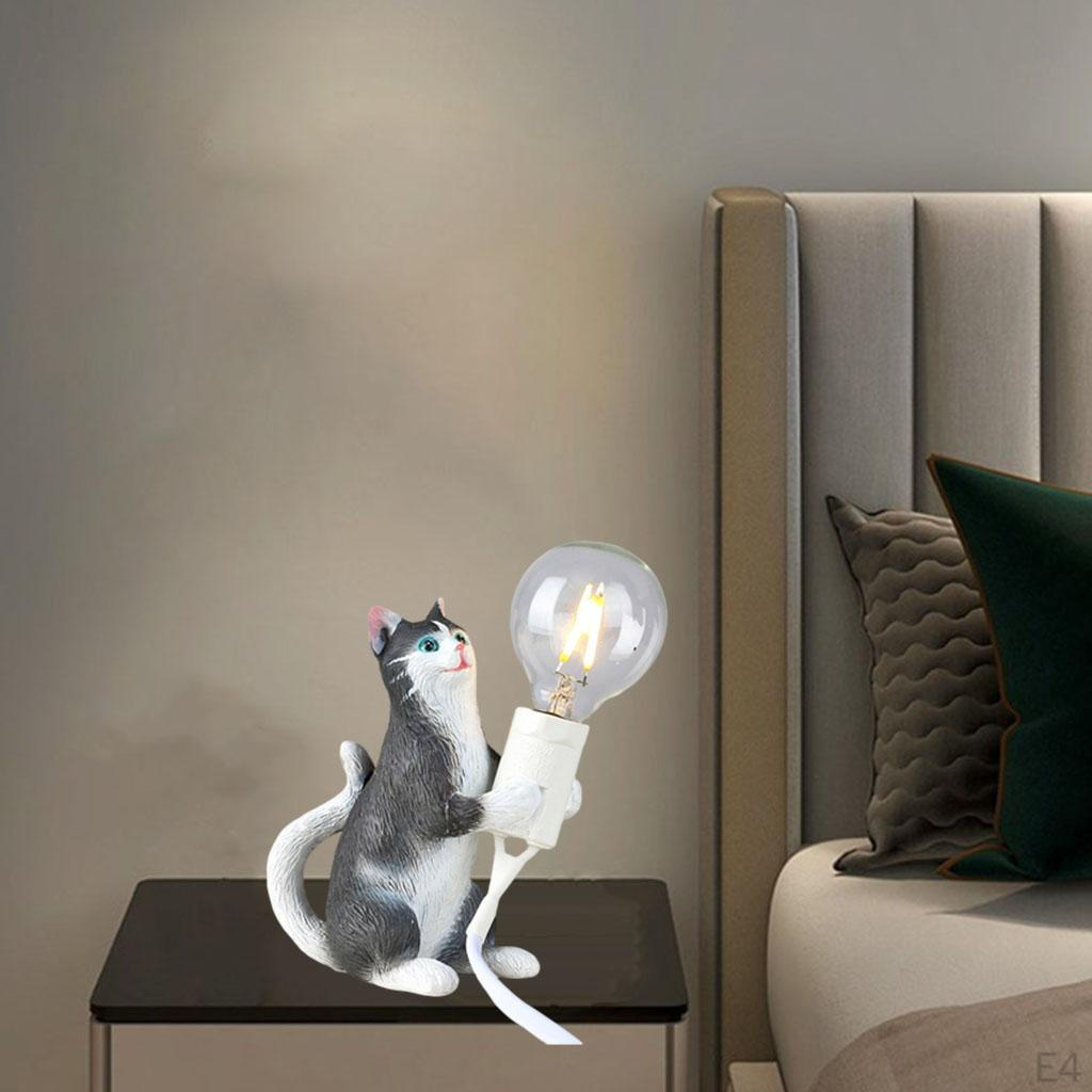 Artificial Cat Shaped Bedside Table Wall Lamp Desk Night light house Decoration Housewarming Gift