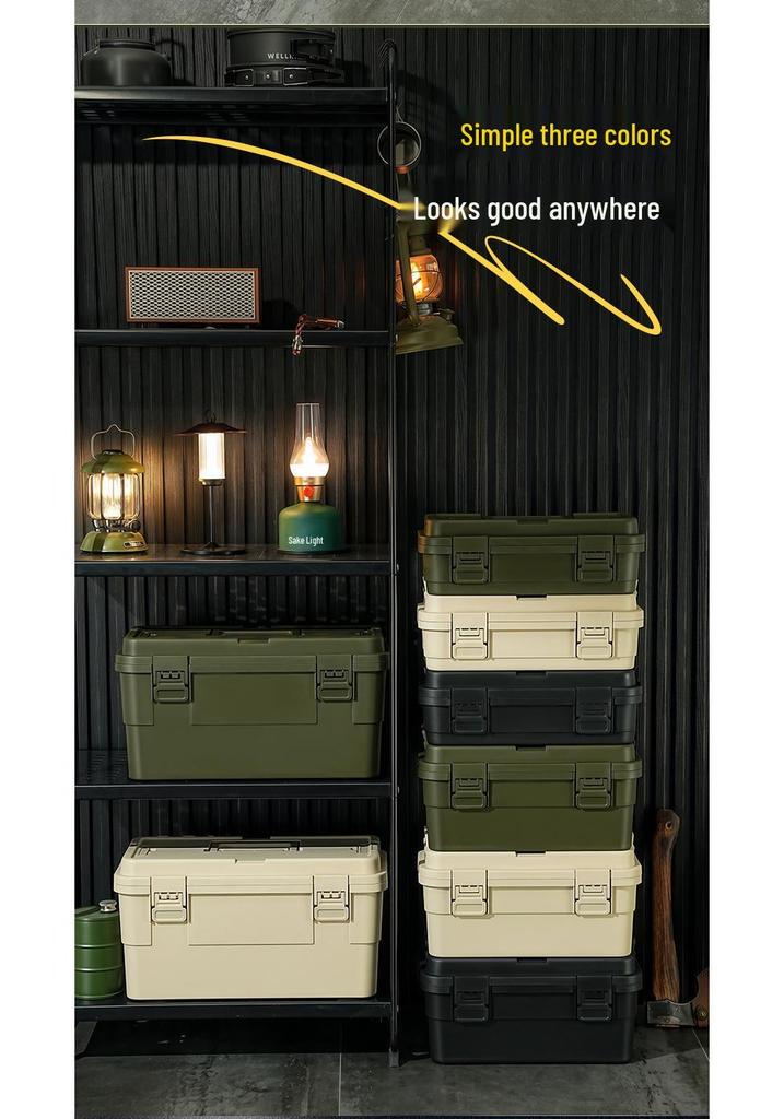 Vintage Industrial Stackable Storage Box with Flip-Top Lid for Home or Car