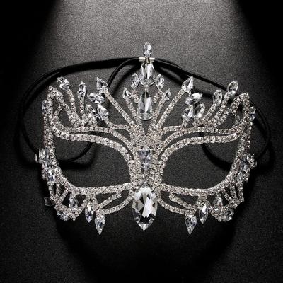 Full Face Rhinestone Mask Veil Facial Jewelry Accessories Luxury Masquerade Mask  Men