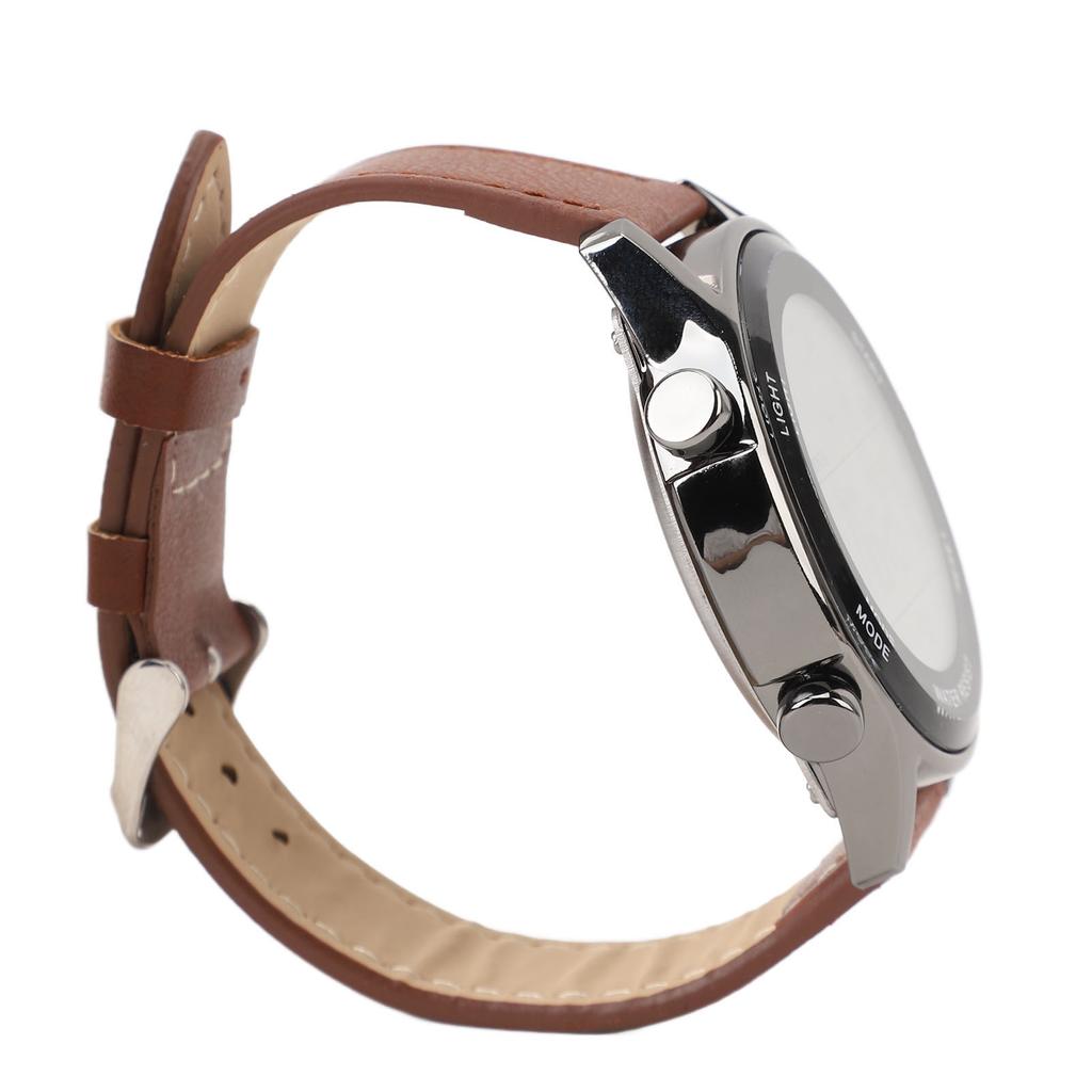 Men Digital Watch Dual Time Stopwatch Calendar Alarm Clock Waterproof Sports Watch with EL Luminous Coffee