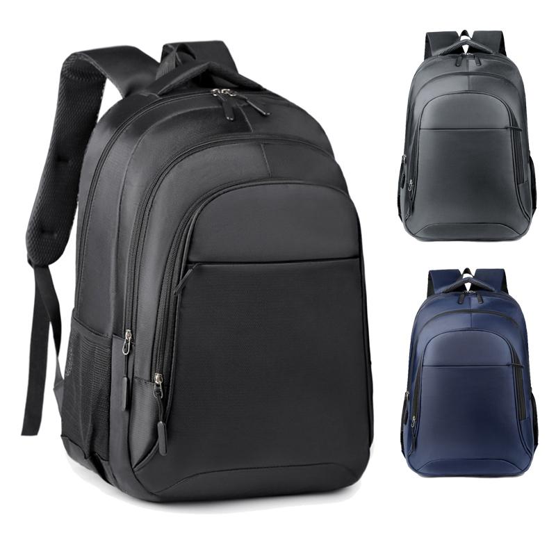 Large-capacity backpack - laptop backpack with padded shoulder straps and side pockets - black backpack