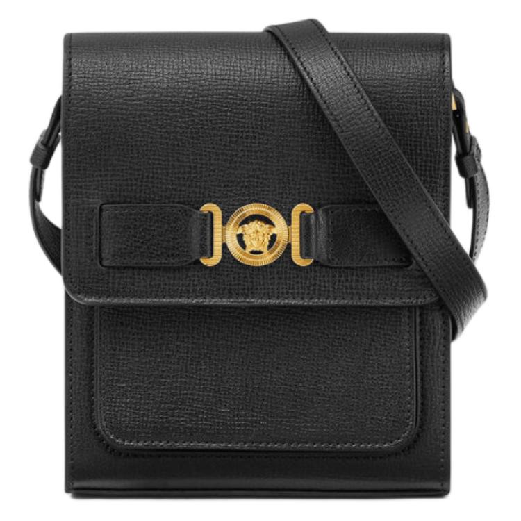 

Versace Medusa Biggie Series Adjustable Shoulder Strap Magnetic Closure Goat Leather Shoulder Bag Men Shoulder Bag Black Gold 1017068-1A10544-1B00V Basic Set (Bag+Dust Bag)