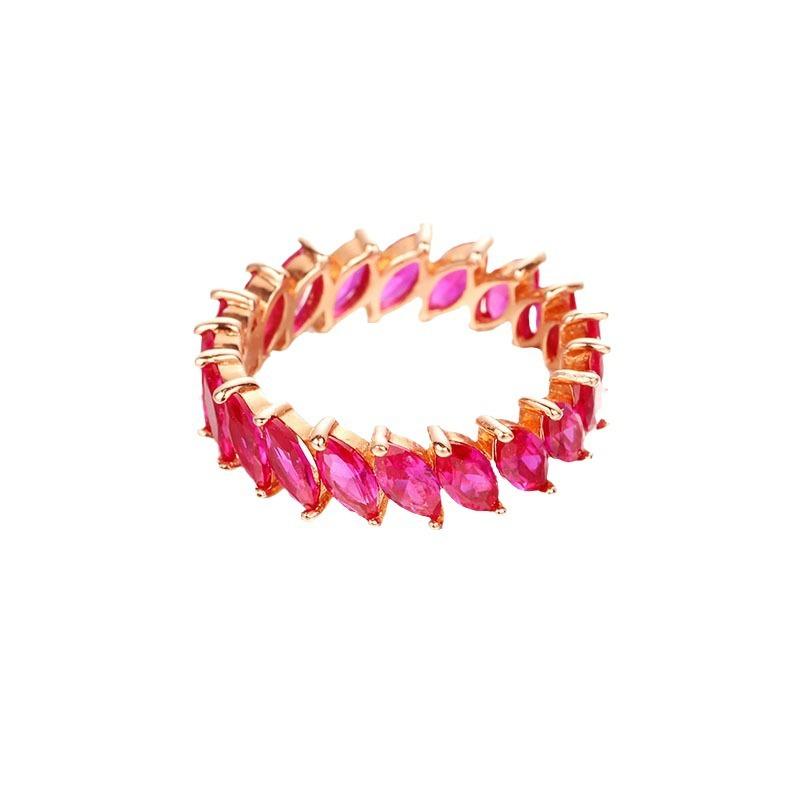 Russia 585 Purple Gold Light Luxury Rose Ruby Petal Flower Ring Rose Gold Plated Horse Eye Ring Women