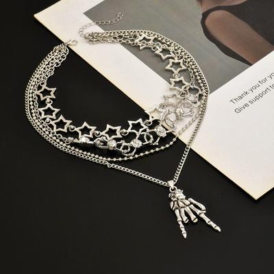 Accessoires Tragen Halskette Accessoires Weiblich Halloween Schädel Finger Hip Hop Nklce Halskette