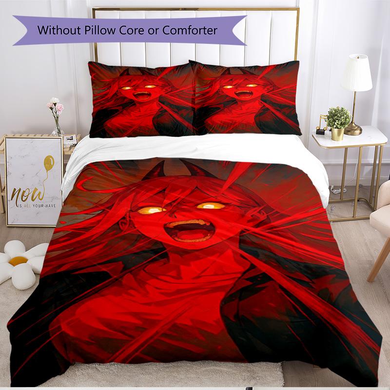 3pcs Duvet Cover Set (1*Duvet Cover + 2*Pillowcase, Without Core), Makima Chainsaw Man Print Soft All‑Season Bedding Set, Home Bedroom Decor Gift