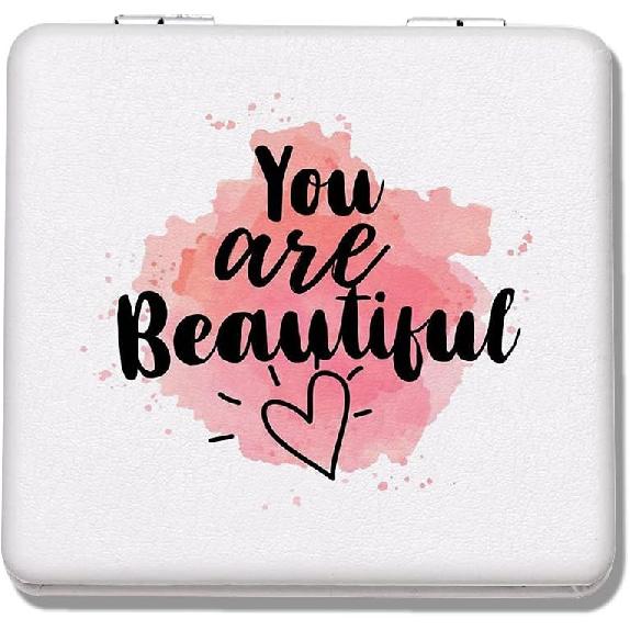 

Косметическое зеркало Милый дизайн персика Небьющееся карманное зеркало Уникальное двустороннее увеличительное Портативное компактное квадратное зеркало Зеркало для макияжа для женщины You Are Beautiful