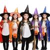 Halloween Costume Satin Cape with Hat for Kids Boys Wizard Girls Witch Cosplay Halloween Party Child Dress Up Ghost Clothes