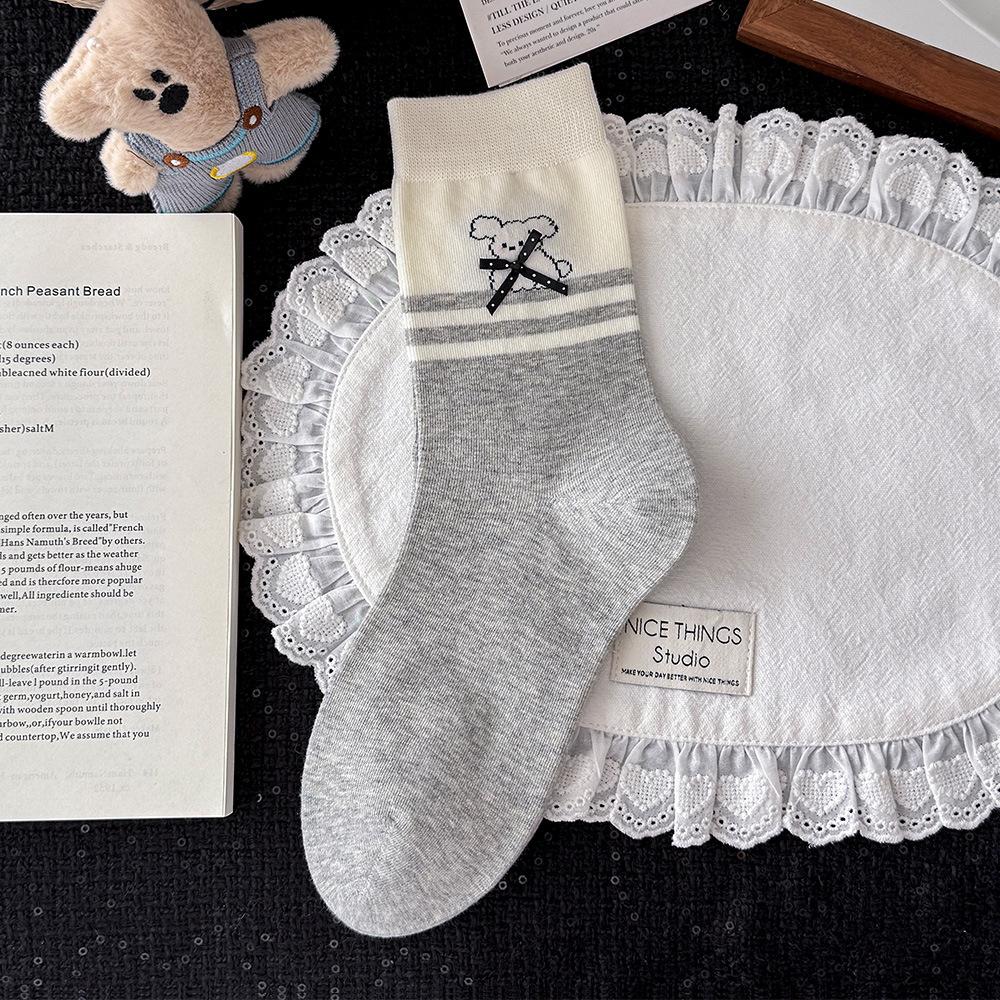 Cute Cartoon Socks - Children's Puppy Knee-high Socks with Bows, Fel Island Pile-up Socks, Boneless Student Socks