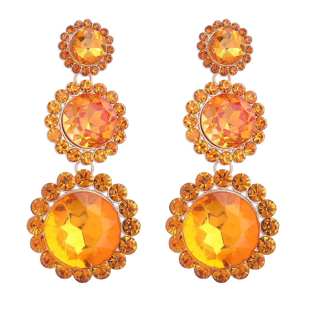 Women's Sparkling Geometric Earrings Round Diamond Earrings