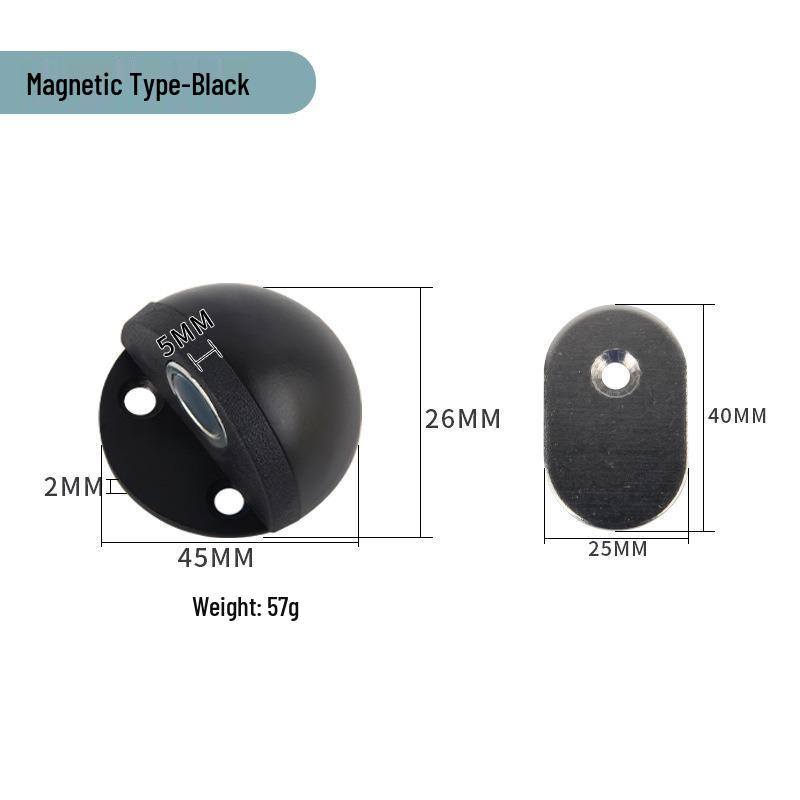 Stainless Steel Magnetic Door Stopper - Punch-Free, Anti-Collision, Rubber Top Limiter