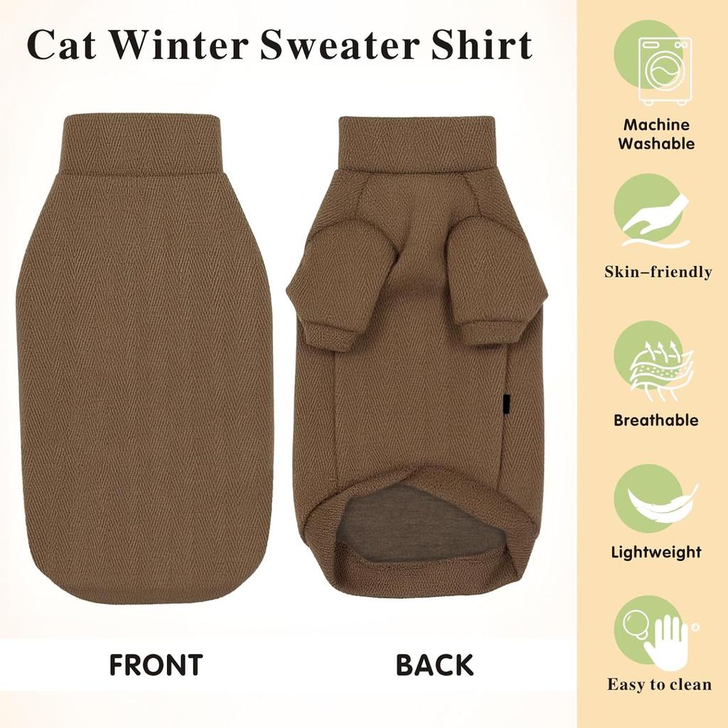 Idepet Sphynx Cat Warm Turtleneck Sweater Hairless Cats Shirt Pullover Kitten T-Shirts Thick Soft Fleece Clothes Cute Outfit Coat Pajamas for Cats