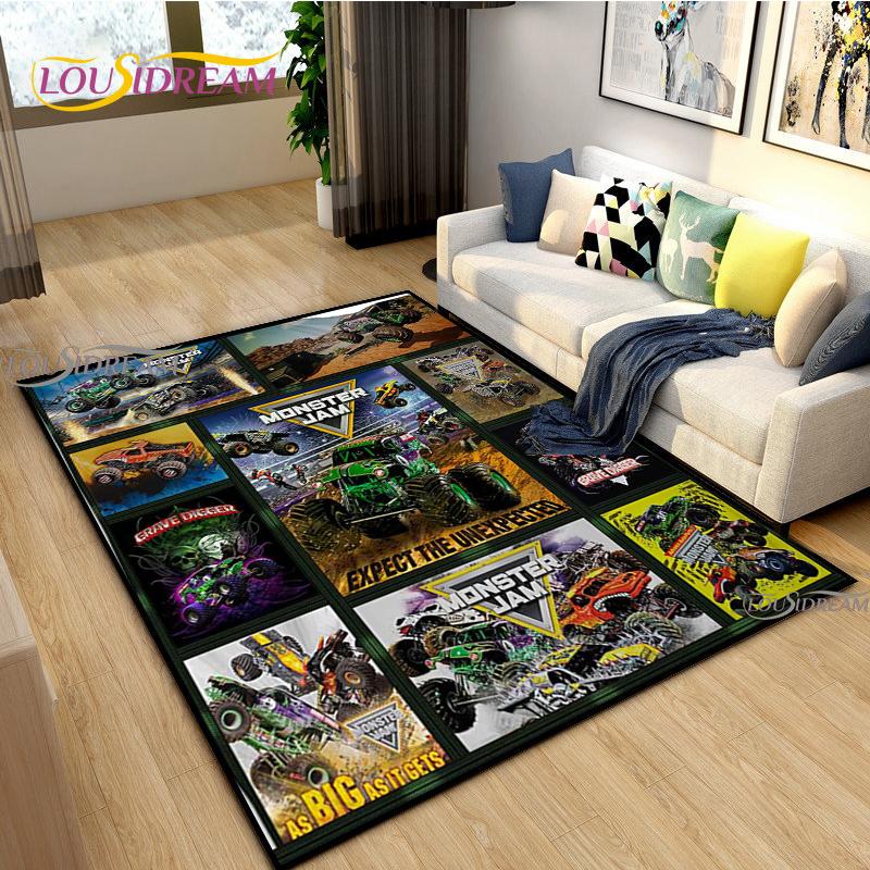 Monster Jam Truck Game Carpet for Living Room Bedroom Rug Kitchen Kids Door Unslip Floor Mat Birthday gift photography props Rug